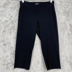 Eileen Fisher Stretch Crepe Cropped Pull On Pants Black Straight Leg